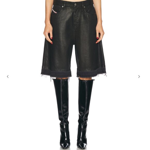 Diesel Jorts in Black Coated Denim as seen on Blackpink LISA - Picture 2 of 13